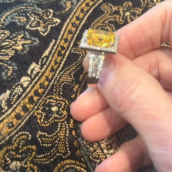 Lustro Stella Finest Yellow CZ Ring in Platinum over Sterling Silver.  NWT - Picture 9 of 10
